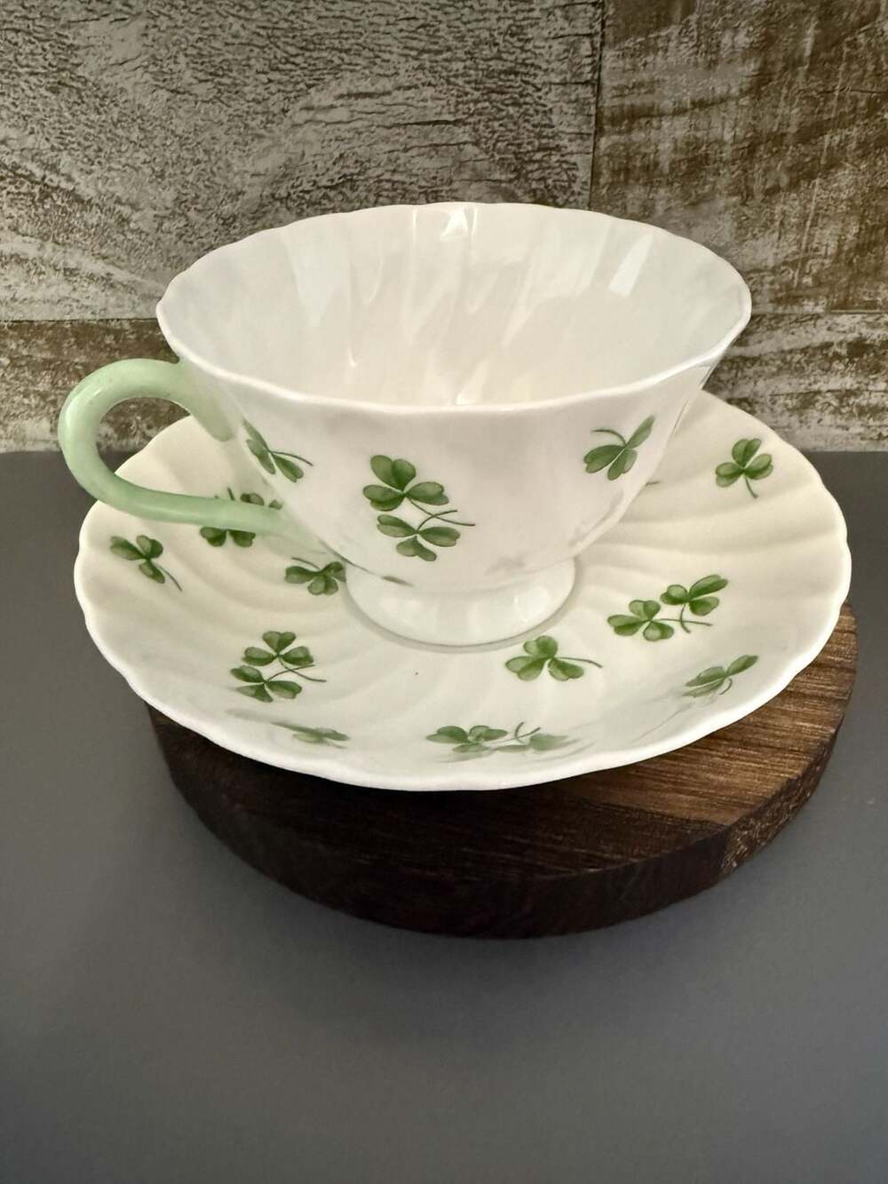 Tuscan Fine English Bone China Shamrock Clover Tea Cup And Saucer